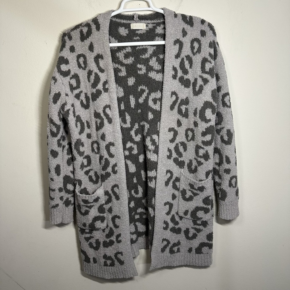 Altard State Sweater Womens M Cardigan Open Front Pockets Animal Print Oversized